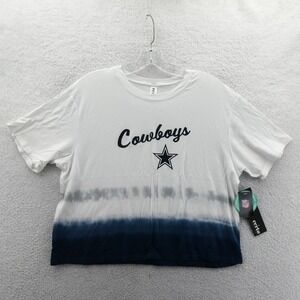 Certo Shirt Women Medium Dallas Cowboys White Blue Tie Dye‎ NFL Cropped Cotton